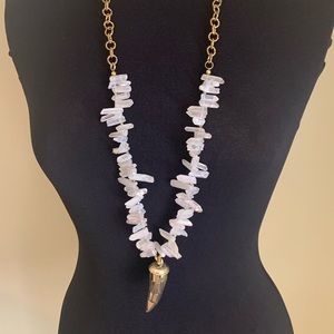 Statement necklace with horn pendant and moonstone